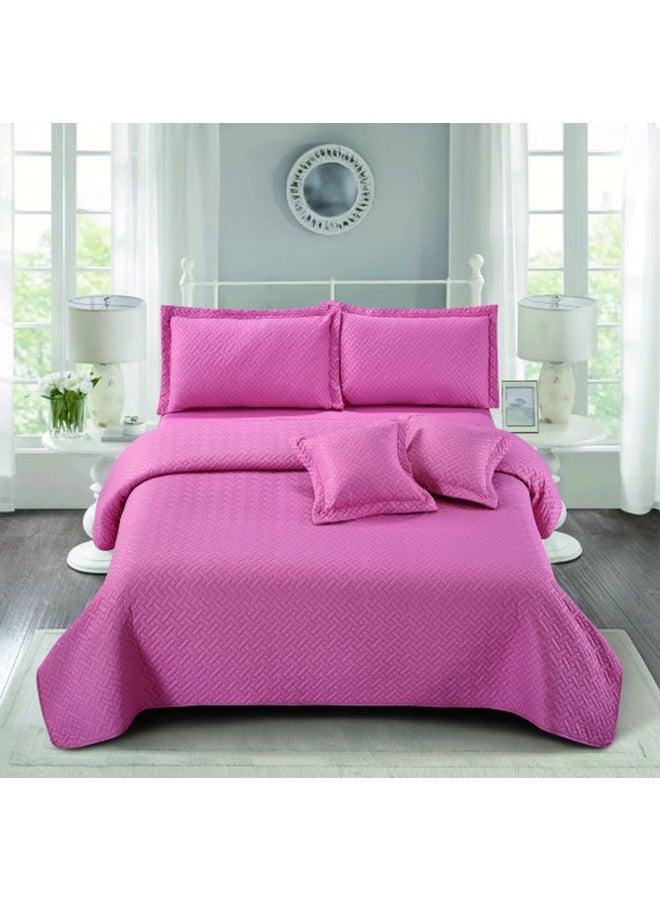 RISHAHOME 6-Piece Summer Quilt Set – Microfiber Pink 220x240cm 