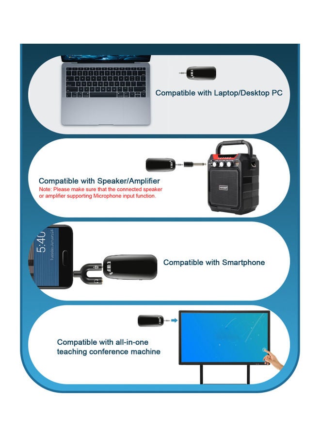 Generic UHF Lavalier Wireless Microphone Black  - Image 3