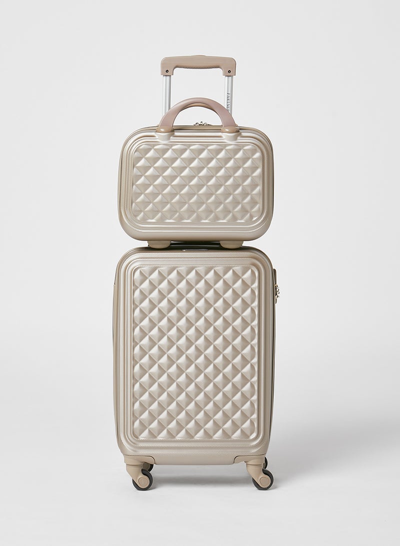 PARTNER - 2-Piece Cabin Luggage Trolley And Beauty Case Set Champagne - Image 1