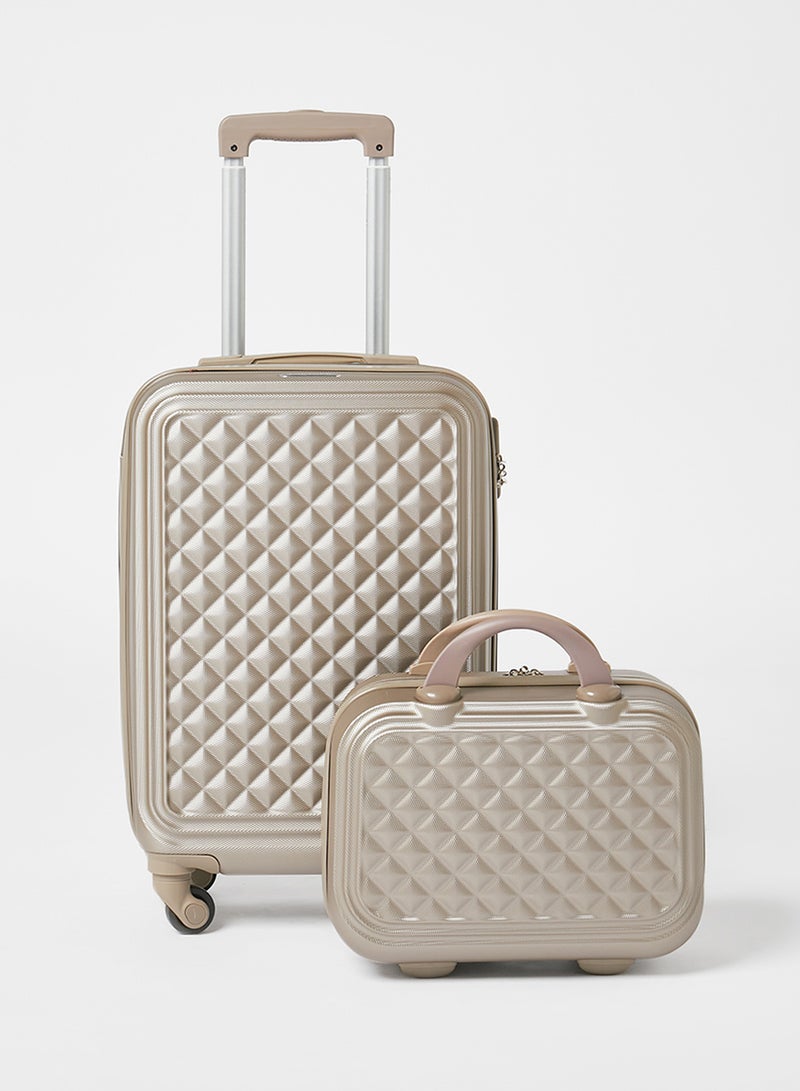 PARTNER - 2-Piece Cabin Luggage Trolley And Beauty Case Set Champagne - Image 1