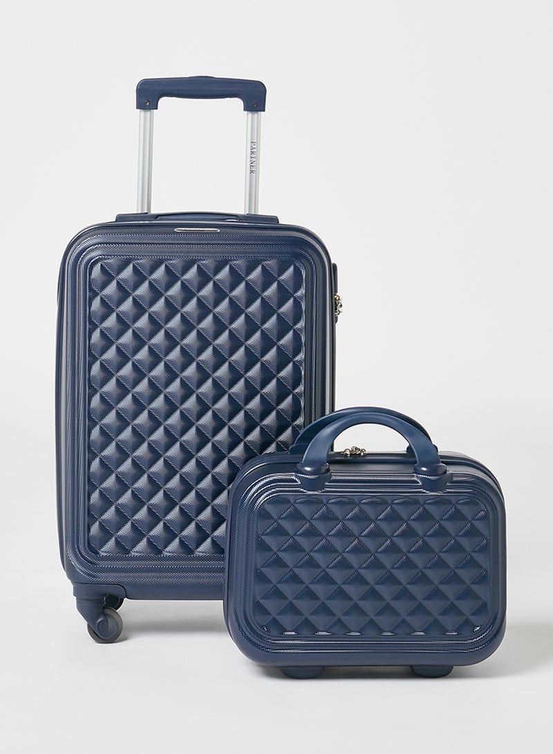 PARTNER - 2-Piece Cabin Luggage Trolley And Beauty Case Set Blue - Image 1