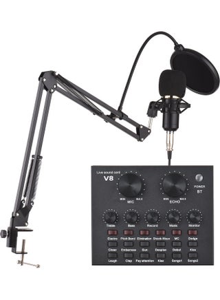 V8 External Live Sound Card Condenser Microphone Set Black - v1629791094/N50360924A_1