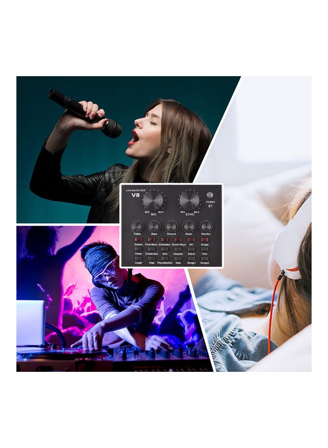 Generic V8 External Live Sound Card Condenser Microphone Set Black  - Image 3