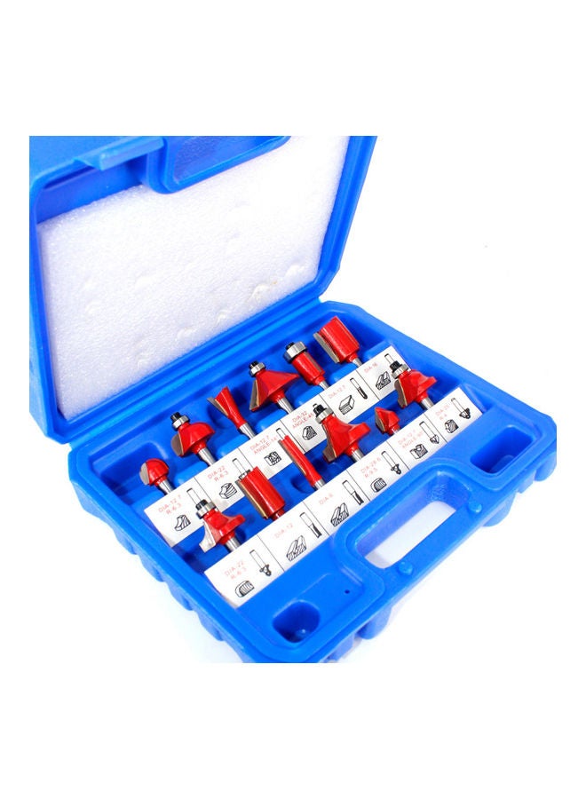 12-Piece 1/4 Inch Shank Carbide Cutter Set Red/Silver 18.00X5.00X15.00cm - Image 2