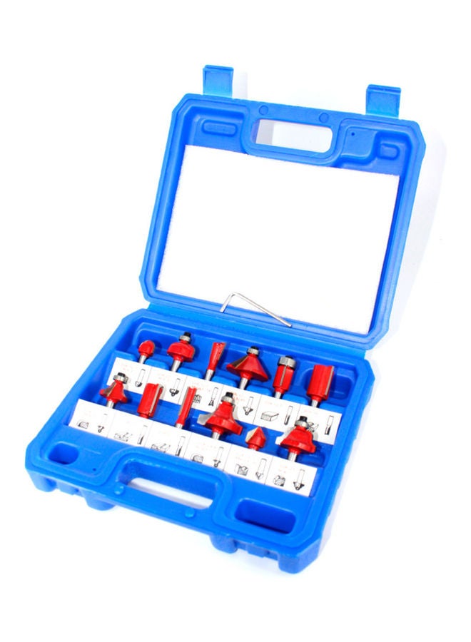 12-Piece 1/4 Inch Shank Carbide Cutter Set Red/Silver 18.00X5.00X15.00cm - Image 1