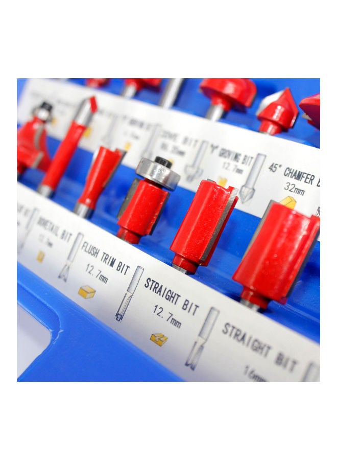 12-Piece 1/4 Inch Shank Carbide Cutter Set Red/Silver 18.00X5.00X15.00cm - Image 5