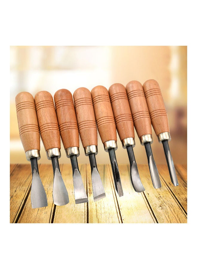 Generic 8-Piece Wood Carving Tools Set Biege/Silver 15.00X2.50X15.00cm  - Image 3