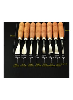 Generic 8-Piece Wood Carving Tools Set Biege/Silver 15.00X2.50X15.00cm  - Image 4