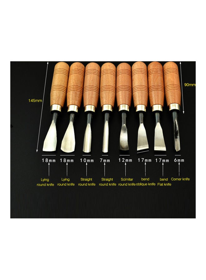 Generic 8-Piece Wood Carving Tools Set Biege/Silver 15.00X2.50X15.00cm  - Image 4