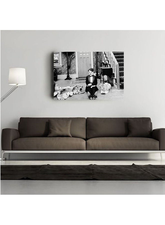 لوحة برسمة نمر تشارلي تشابلن - وسائط مختلطة متعدد الألوان 90X60سم