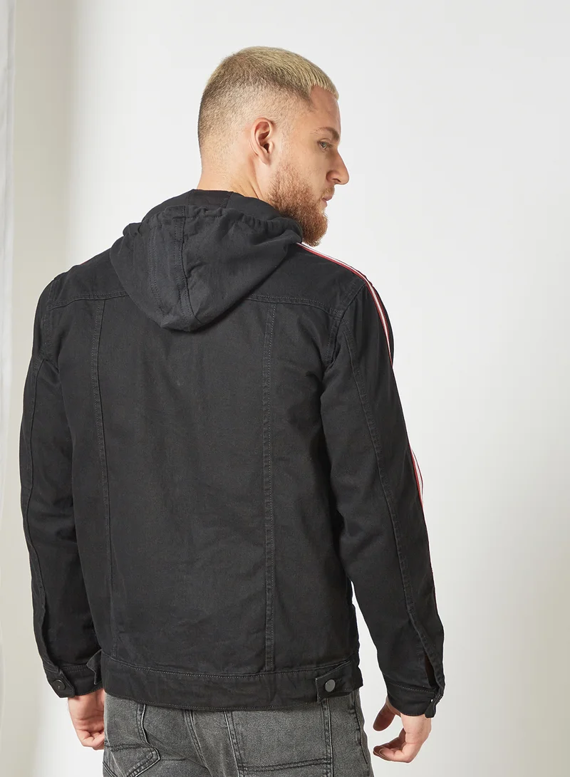 HIGHLANDER Button Down Hooded Jacket Black