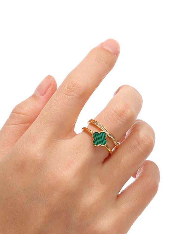 Natural Shell Four Leaf 3A Zircon High Quality Classic Ring  - Image 3