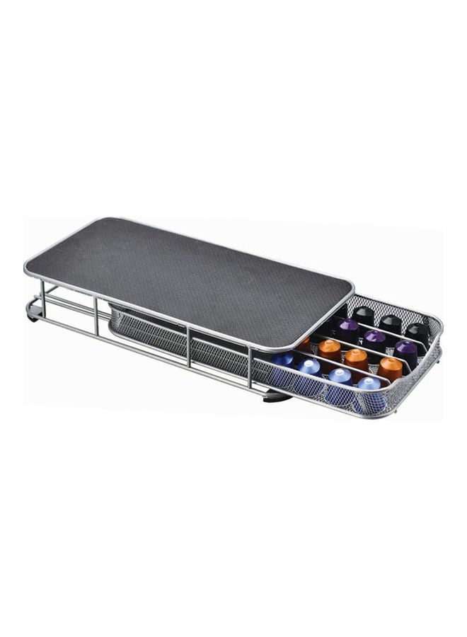 40 Pods Nespresso Coffee Capsule Holder With Drawer  - Black Silver/Grey 37.5x18.5x6cm - Image 1