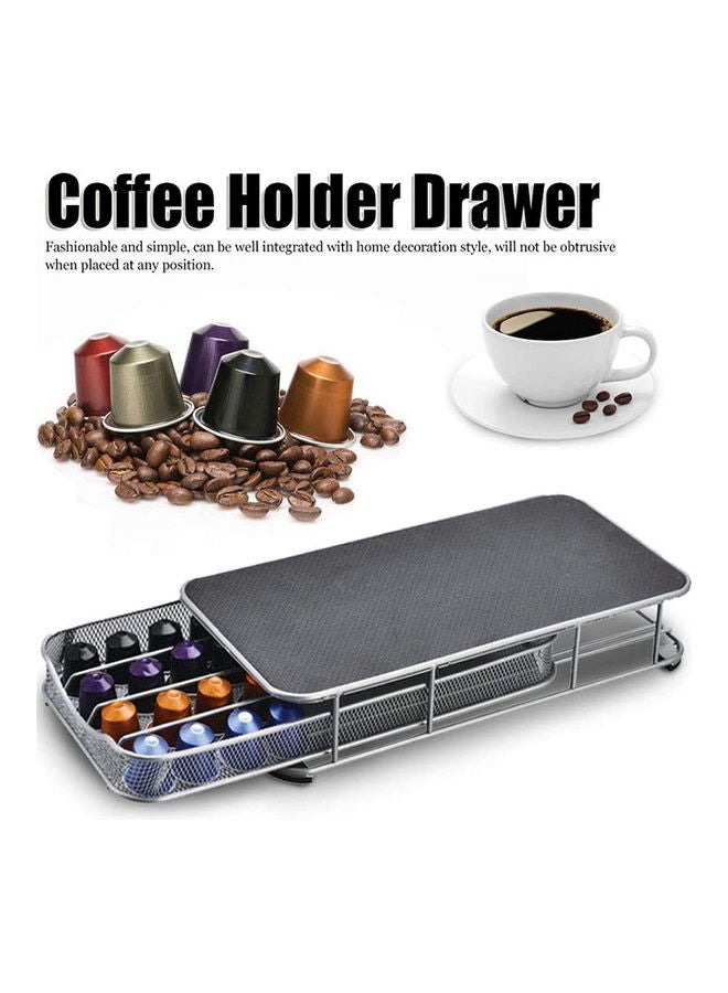 40 Pods Nespresso Coffee Capsule Holder With Drawer  - Black Silver/Grey 37.5x18.5x6cm - Image 2