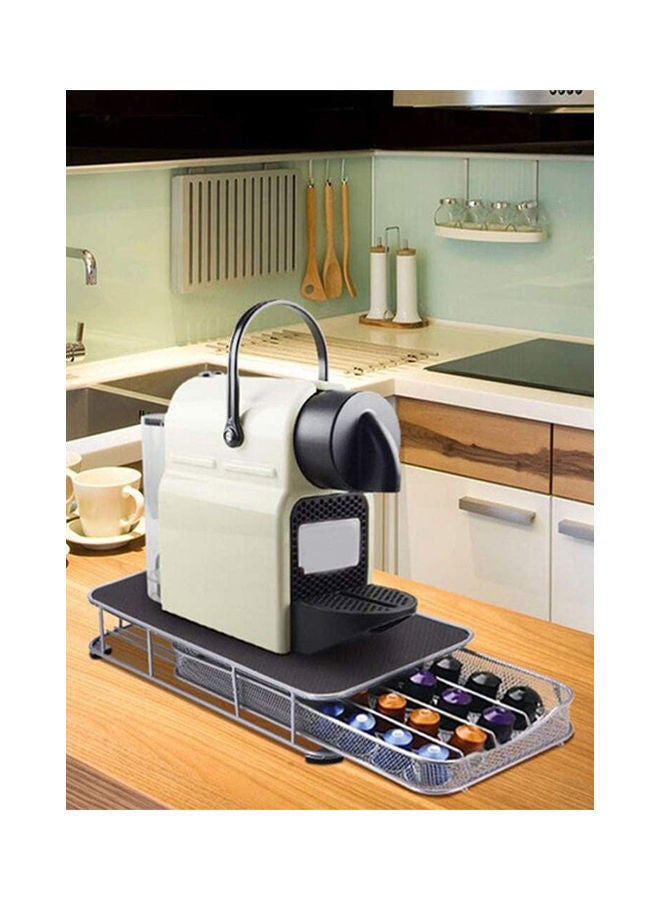 40 Pods Nespresso Coffee Capsule Holder With Drawer  - Black Silver/Grey 37.5x18.5x6cm - Image 4