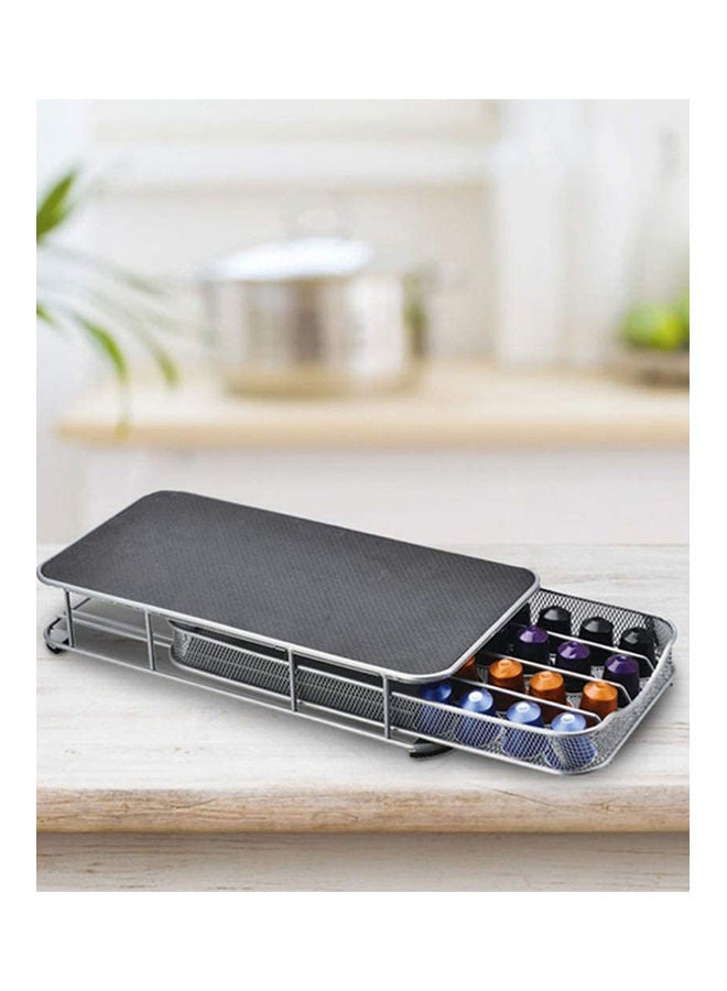 40 Pods Nespresso Coffee Capsule Holder With Drawer  - Black Silver/Grey 37.5x18.5x6cm - Image 5