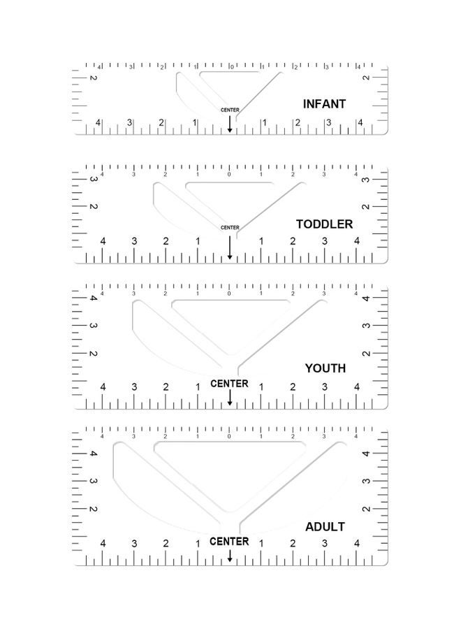 4-Piece Alignment Craft Ruler PVC T-Shirt Measuring Tool White - Image 1