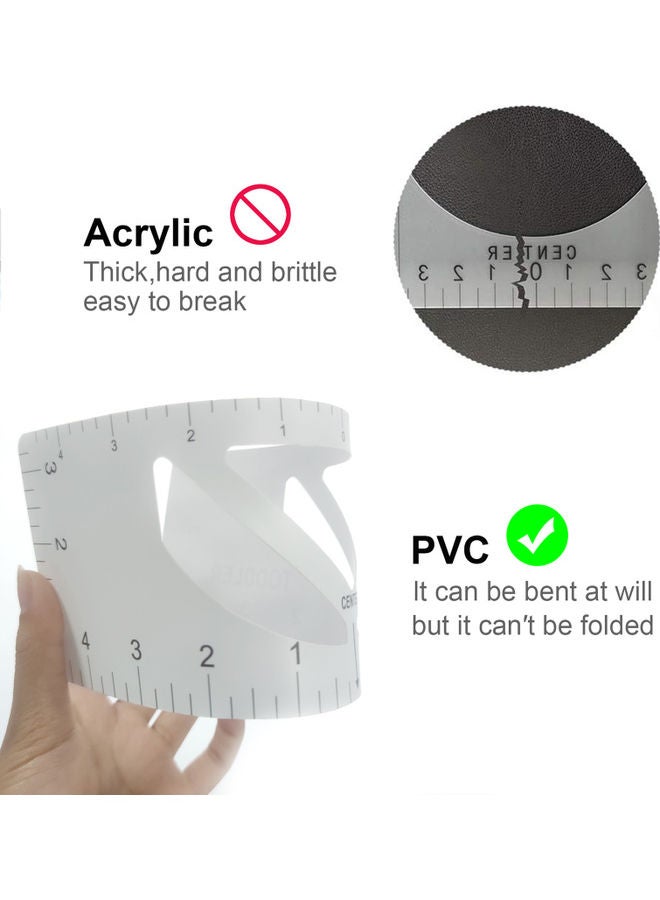 4-Piece Alignment Craft Ruler PVC T-Shirt Measuring Tool White - Image 4