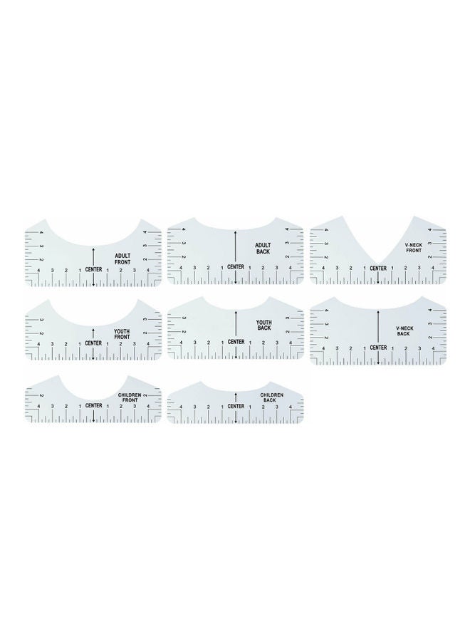 9-Piece PVC T-Shirt Alignment Measuring Ruler Sewing DIY Crafts Sewing Accessories White - Image 1