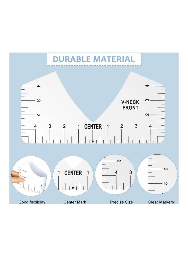 9-Piece PVC T-Shirt Alignment Measuring Ruler Sewing DIY Crafts Sewing Accessories White - Image 5