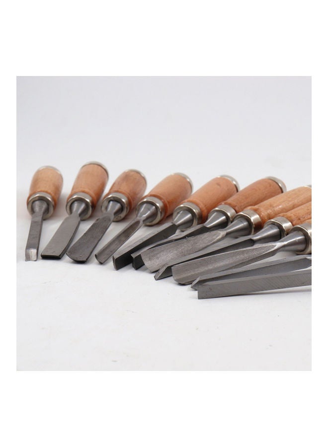 Generic - 12-Piece Wood Chisel with Cases Professional Carving Chisel Carpenter Tool Set Silver - Image 1
