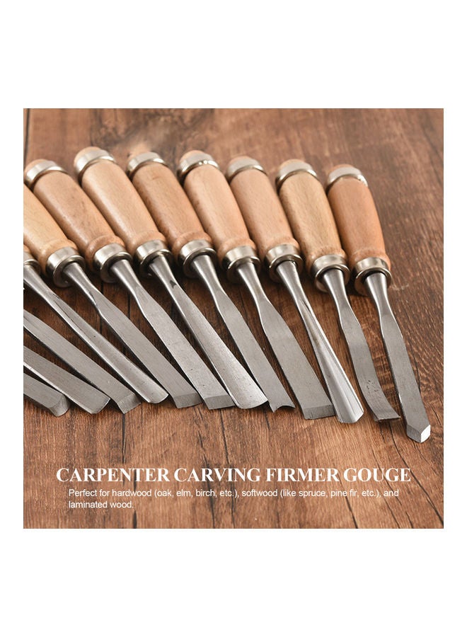 Generic - 12-Piece Wood Chisel with Cases Professional Carving Chisel Carpenter Tool Set Silver - Image 1