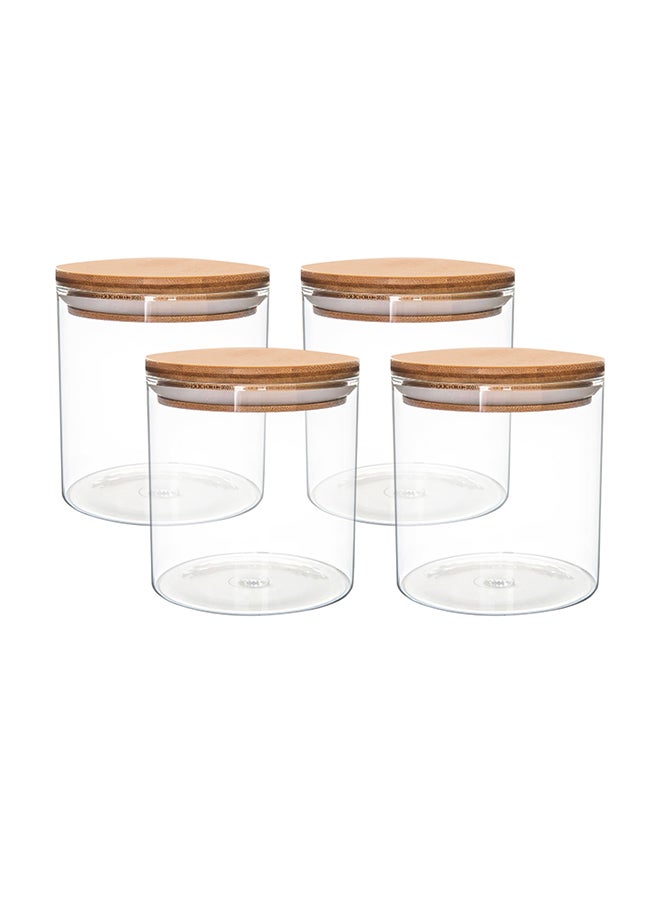 Flexy 4-Piece Air Tight Steel Cap Crystal Glass Storage Jar Clear 500ml  - Image 1