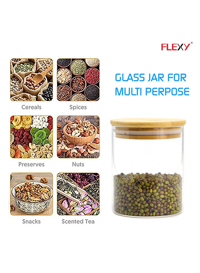 Flexy 4-Piece Air Tight Steel Cap Crystal Glass Storage Jar Clear 500ml  - Image 4