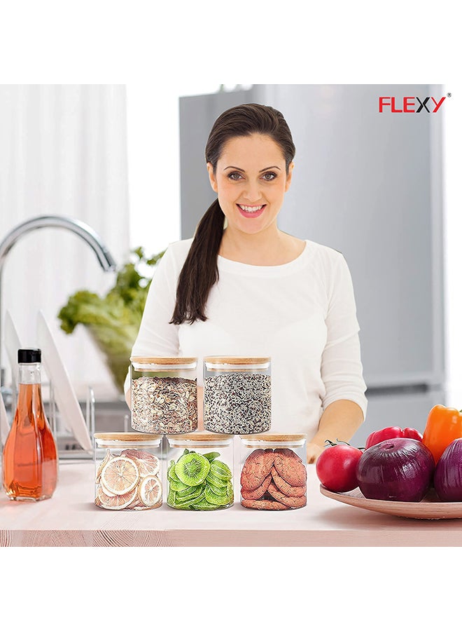 Flexy 4-Piece Air Tight Steel Cap Crystal Glass Storage Jar Clear 500ml  - Image 5