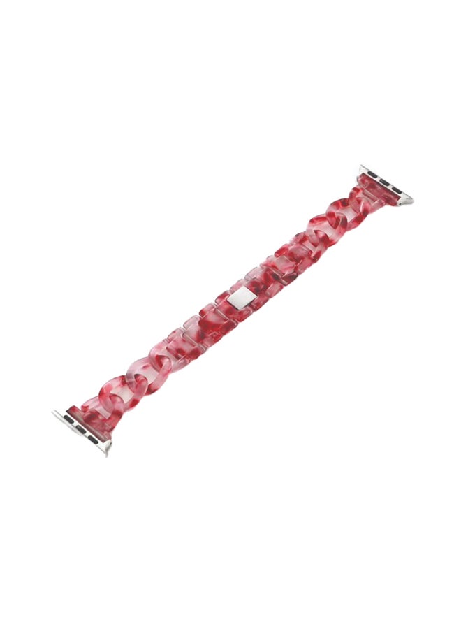 MARGOUN Replacement Chain Marble Resin Band 42 / 44 mm For Apple iWatch Pink/White - Image 1