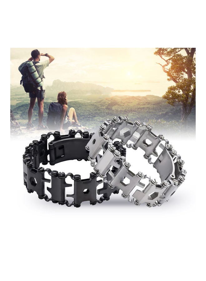 29 In 1 Wearable Multifunction Bracelet Outdoor Survival Tool Black  - Image 2