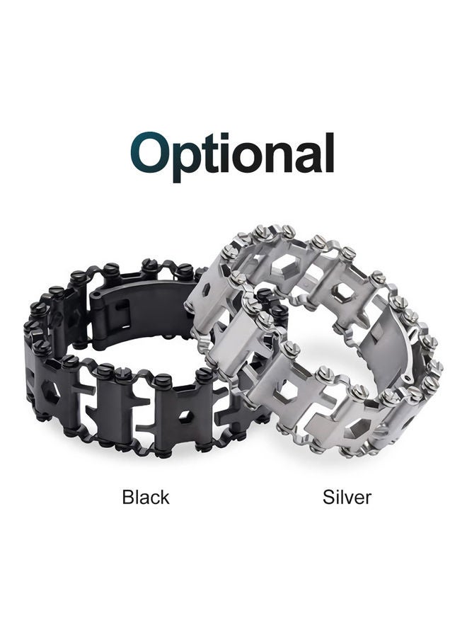 29 In 1 Wearable Multifunction Bracelet Outdoor Survival Tool Black  - Image 3