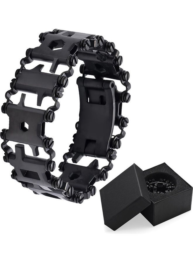 29 In 1 Wearable Multifunction Bracelet Outdoor Survival Tool Black  - Image 4