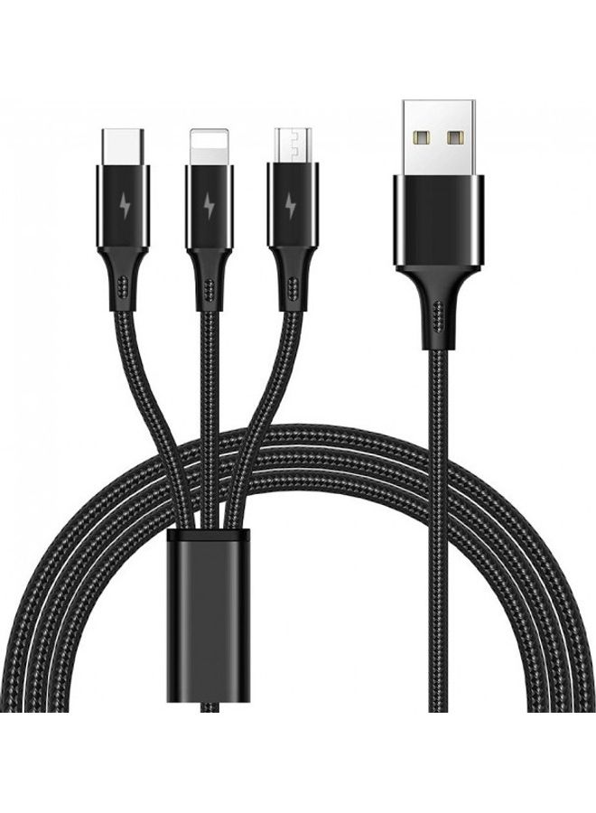 MARGOUN - 3-In-1 Data USB Charge And Sync Cable Black - Image 1
