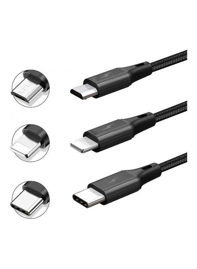 MARGOUN - 3-In-1 Data USB Charge And Sync Cable Black - Image 1