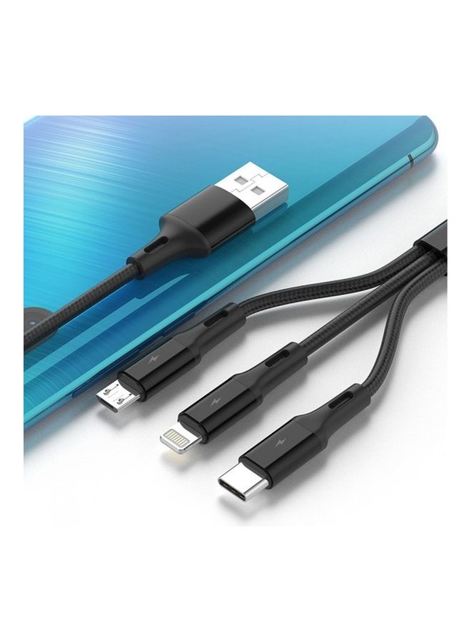 MARGOUN - 3-In-1 Data USB Charge And Sync Cable Black - Image 1