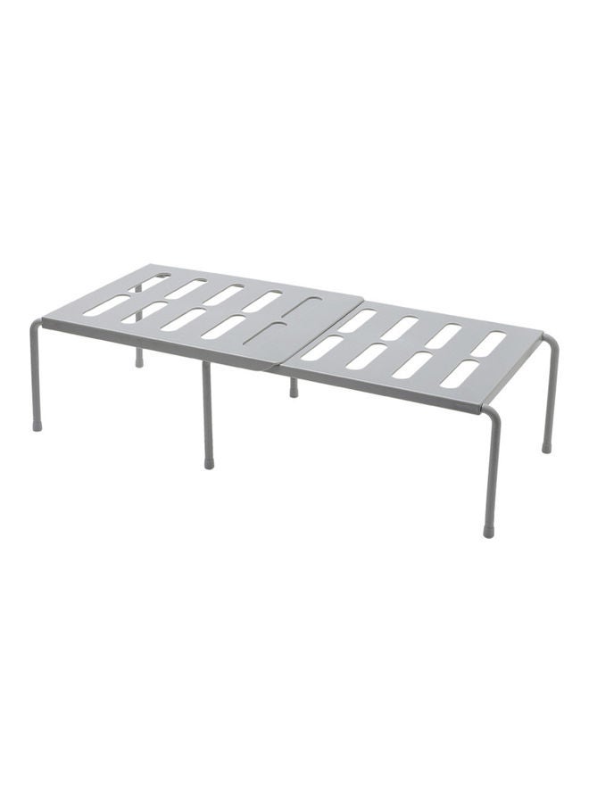 رف تخزين قابل للتوسيع للمطبخ، رفوف تخزين قابلة للتكديس، خزانة مطبخ، رف، خزانة، منظم تخزين، موفر للمساحة، لتتبيل أدوات المائدة رمادي 36.00*16.00*24.00سم - Image 1