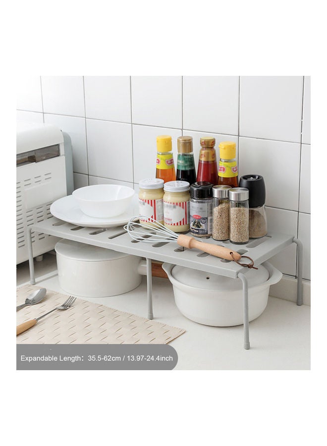 رف تخزين قابل للتوسيع للمطبخ، رفوف تخزين قابلة للتكديس، خزانة مطبخ، رف، خزانة، منظم تخزين، موفر للمساحة، لتتبيل أدوات المائدة رمادي 36.00*16.00*24.00سم - Image 2