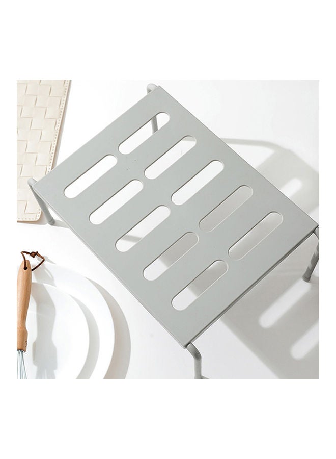 رف تخزين قابل للتوسيع للمطبخ، رفوف تخزين قابلة للتكديس، خزانة مطبخ، رف، خزانة، منظم تخزين، موفر للمساحة، لتتبيل أدوات المائدة رمادي 36.00*16.00*24.00سم - Image 3