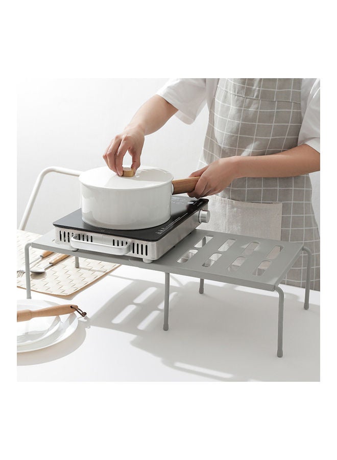 رف تخزين قابل للتوسيع للمطبخ، رفوف تخزين قابلة للتكديس، خزانة مطبخ، رف، خزانة، منظم تخزين، موفر للمساحة، لتتبيل أدوات المائدة رمادي 36.00*16.00*24.00سم - Image 4