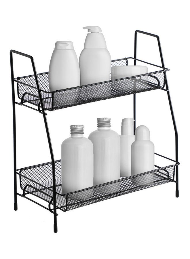 Generic 2-Tier Countertop Shelf Kitchen Spice Rack Organizer Detachable Iron Storage Shelf for Bathroom Small Storage Rack Makeup Fruits Snacks Basket Organizer Black 36.00*7.00*18.00cm  - Image 1