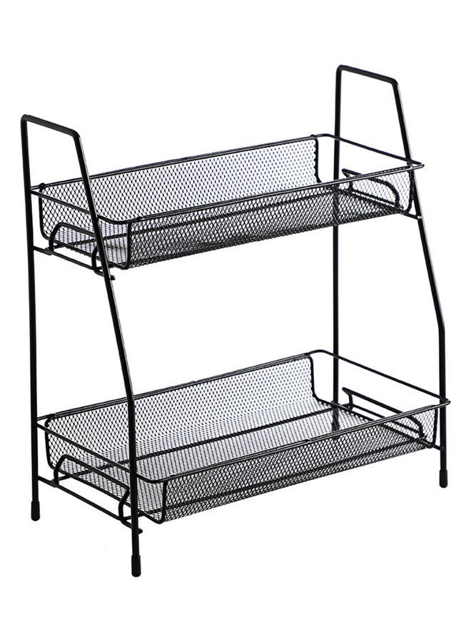Generic 2-Tier Countertop Shelf Kitchen Spice Rack Organizer Detachable Iron Storage Shelf for Bathroom Small Storage Rack Makeup Fruits Snacks Basket Organizer Black 36.00*7.00*18.00cm  - Image 2