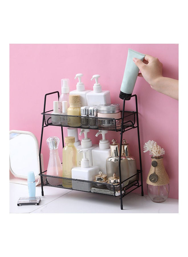 Generic 2-Tier Countertop Shelf Kitchen Spice Rack Organizer Detachable Iron Storage Shelf for Bathroom Small Storage Rack Makeup Fruits Snacks Basket Organizer Black 36.00*7.00*18.00cm  - Image 3