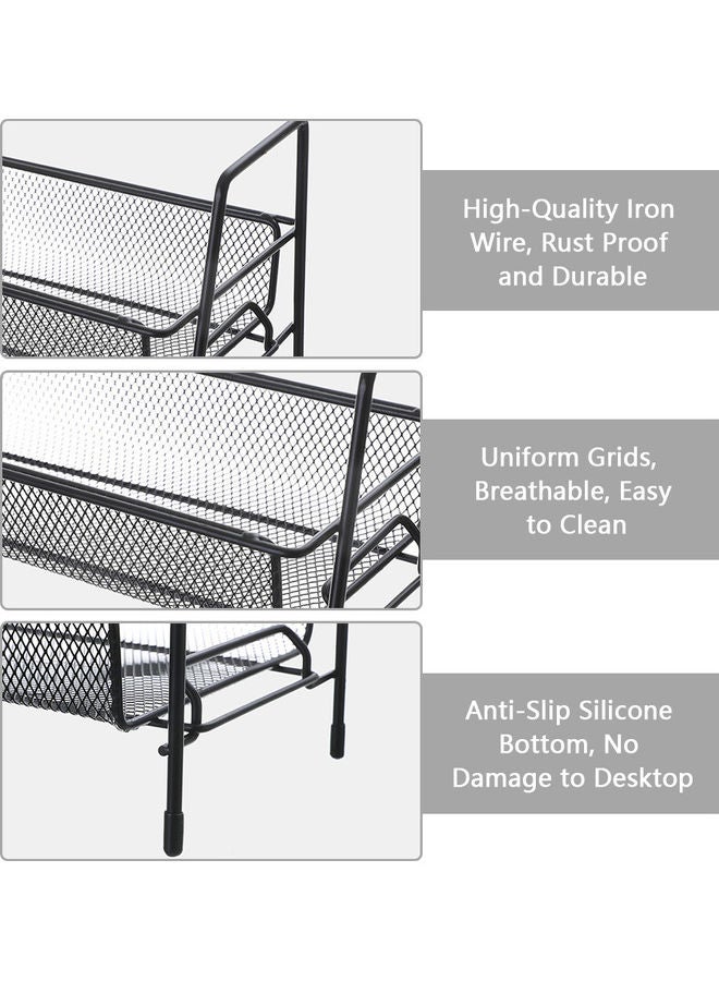 Generic 2-Tier Countertop Shelf Kitchen Spice Rack Organizer Detachable Iron Storage Shelf for Bathroom Small Storage Rack Makeup Fruits Snacks Basket Organizer Black 36.00*7.00*18.00cm  - Image 4
