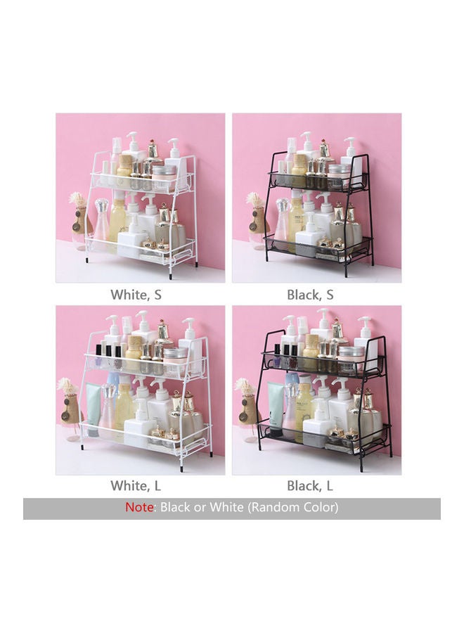 Generic 2-Tier Countertop Shelf Kitchen Spice Rack Organizer Detachable Iron Storage Shelf for Bathroom Small Storage Rack Makeup Fruits Snacks Basket Organizer Black 36.00*7.00*18.00cm  - Image 5