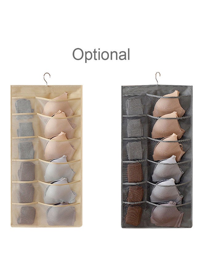 Closet Hanging Organizer Dual Sided Wall Shelf Wardrobe Storage Bags with 12 + 18 Mesh Pockets & Rotating Metal Hanger for Underwear Bra Sock Daily Necessities Grey  - Image 4