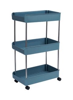 3-Tier Rolling Utility Cart With Wheels Blue