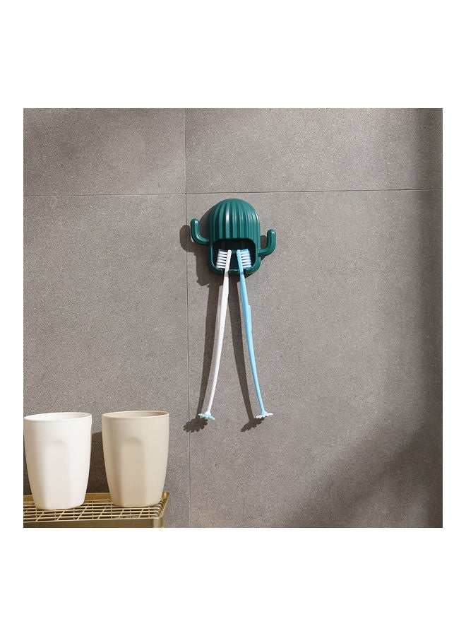 Generic - Adhesive Toothbrush Holder Cactus Appearance No Drilling Multifunction Toothbrush Organizer Rack for Electric Toothbrush Adults KidsToothbrushes Jewelry Hair Band Green 16.50*4.00*14.50cm - Image 1