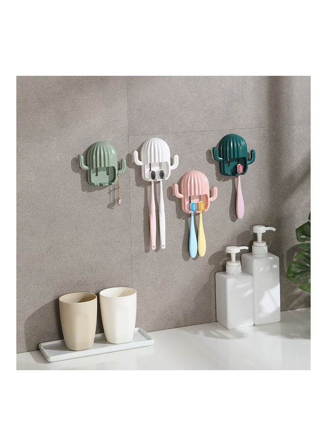 Generic - Adhesive Toothbrush Holder Cactus Appearance No Drilling Multifunction Toothbrush Organizer Rack for Electric Toothbrush Adults KidsToothbrushes Jewelry Hair Band Green 16.50*4.00*14.50cm - Image 1