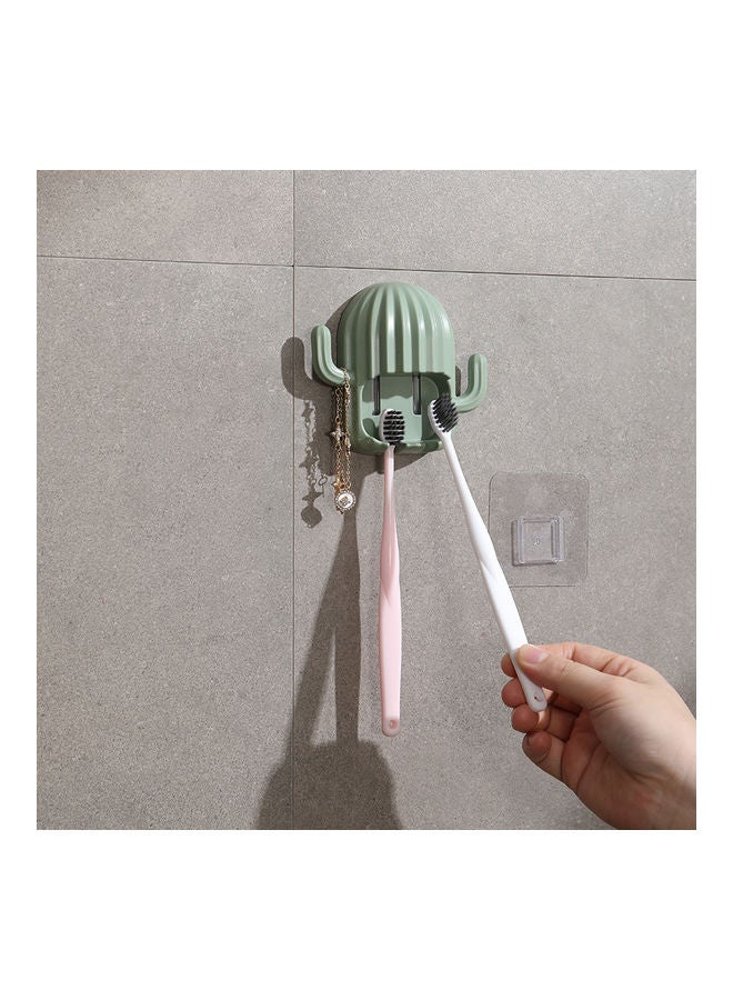 Generic - Adhesive Toothbrush Holder Cactus Appearance No Drilling Multifunction Toothbrush Organizer Rack for Electric Toothbrush Adults KidsToothbrushes Jewelry Hair Band Green 16.50*4.00*14.50cm - Image 1